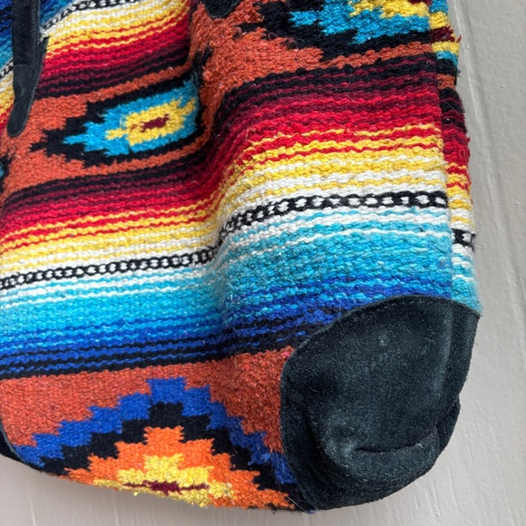 Boho Saddle Blanket Southwestern Printed Monterrey Large Tote Bag Suede Accents - Picture 4 of 15